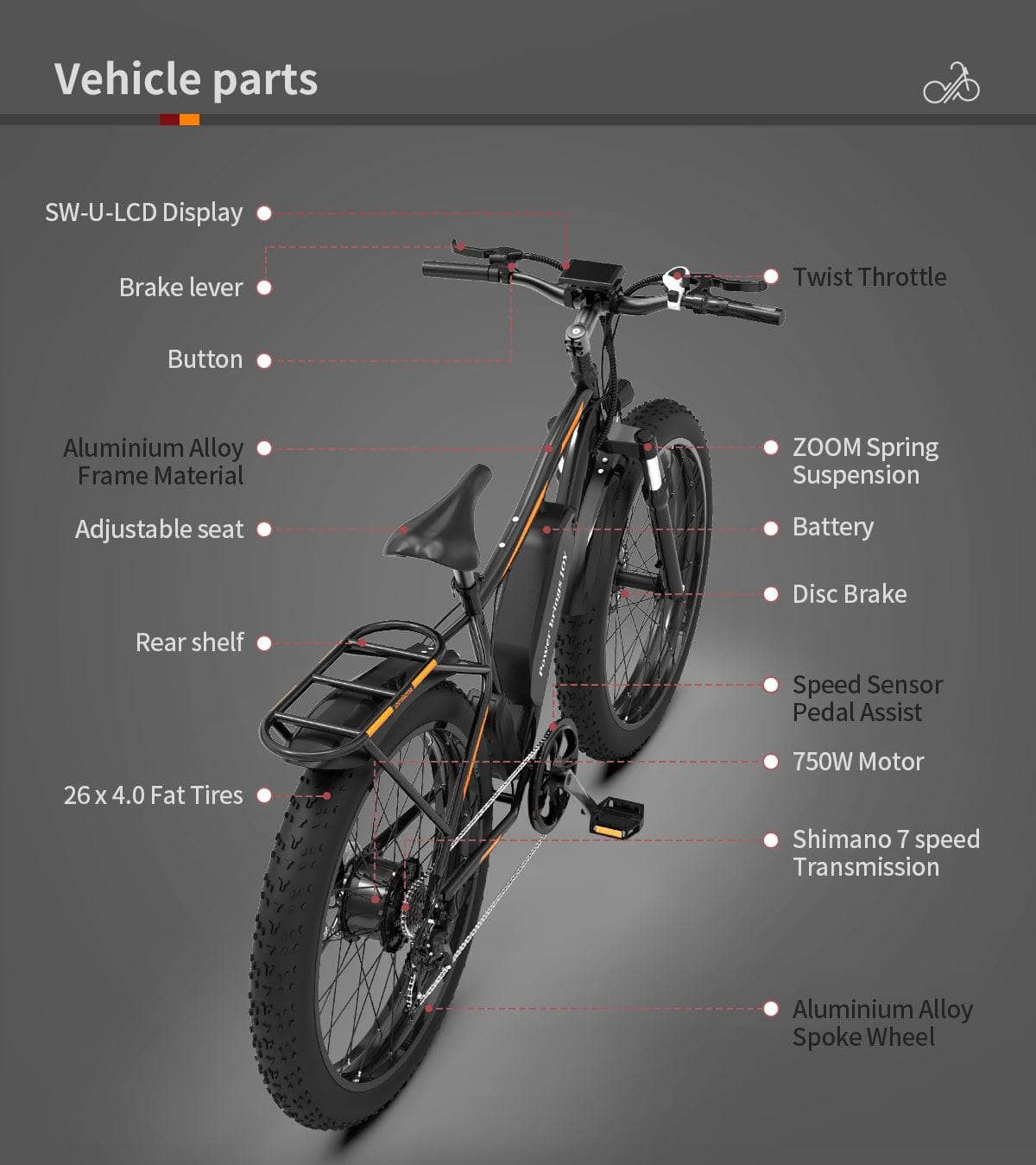 AOSTIRMOTOR AOSTIRMOTOR S07-B Electric Mountain Bicycle 48V 750W