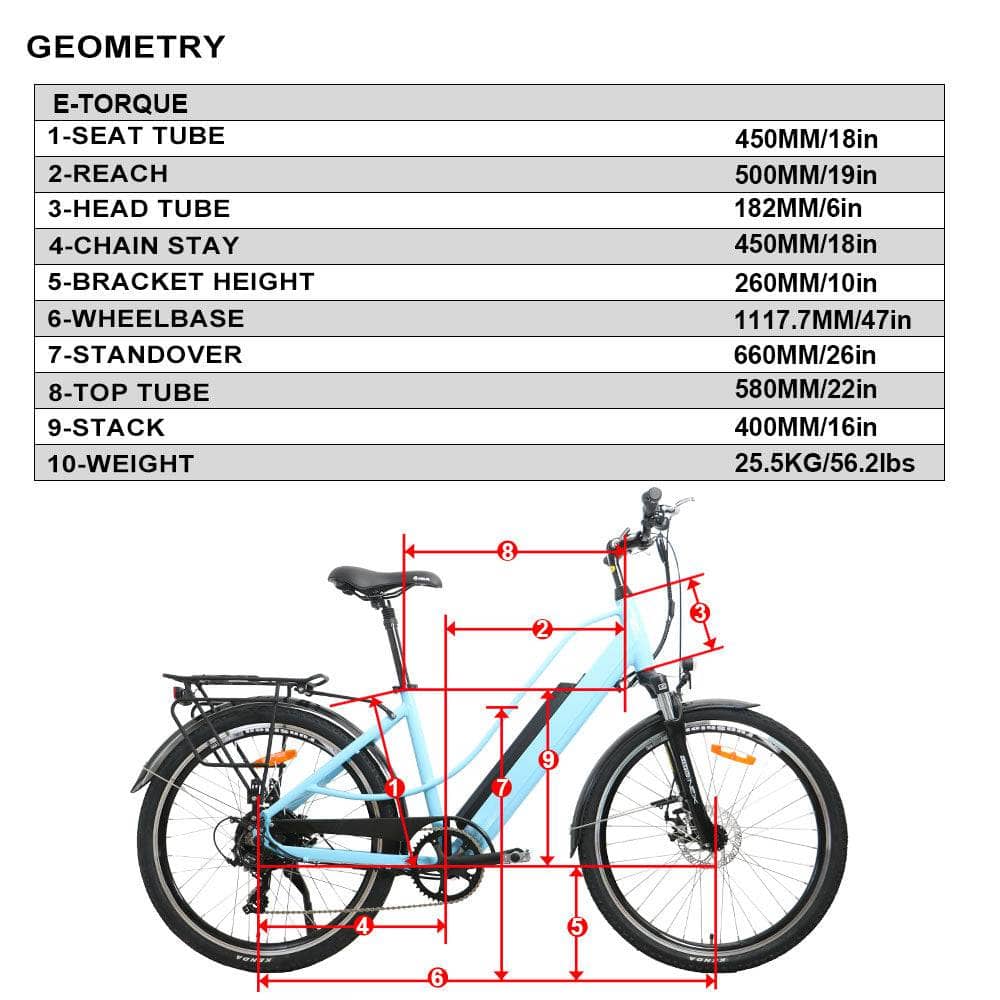 JourneyBikes.com Electric Bikes The Eunorau 26" City Model E-TORQUE E-Bike