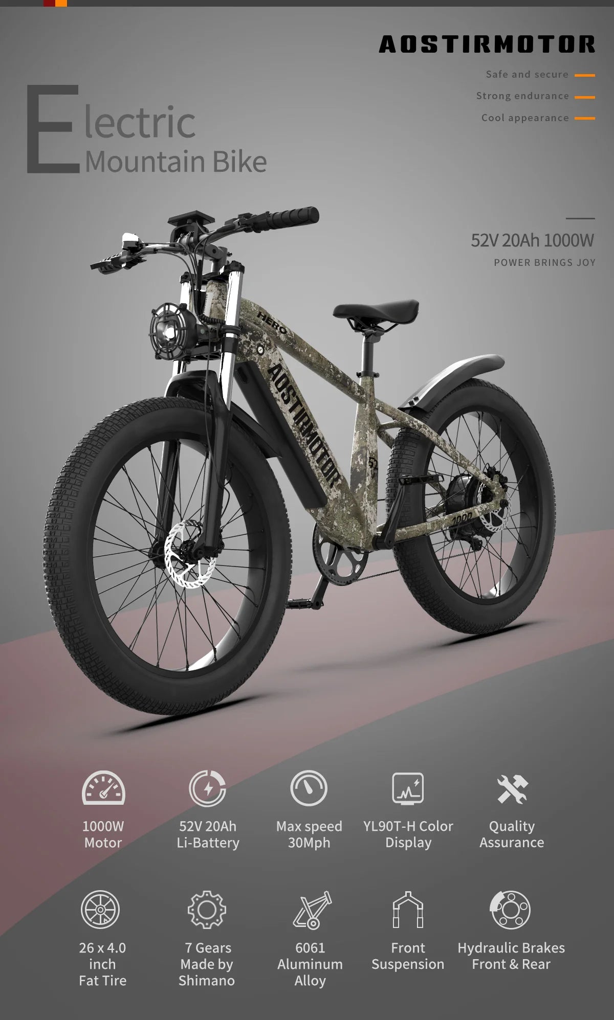 AOSTIRMOTOR Off-Road Hero 1000W 52V
