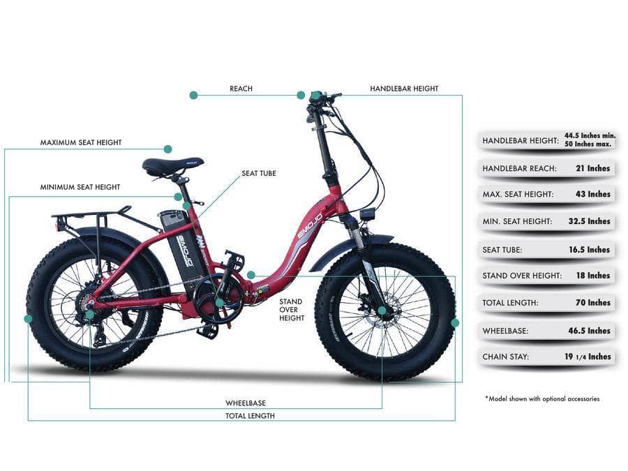 Emojo Electric Bikes Emojo Ram Sport 48V 750W Fat Tire Folding eBike