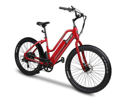 Emojo Electric Bikes One Size / Matte Red / U-Lock Emojo Panther 48V Step Through Fat Tire Cruiser