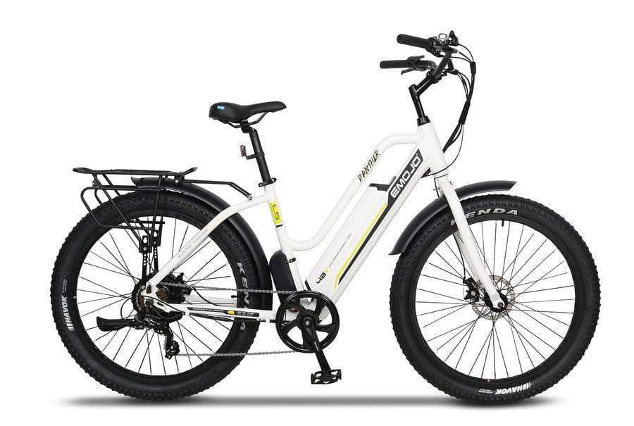 Emojo Electric Bikes One Size / White / U-Lock Emojo Panther 48V Step Through Fat Tire Cruiser