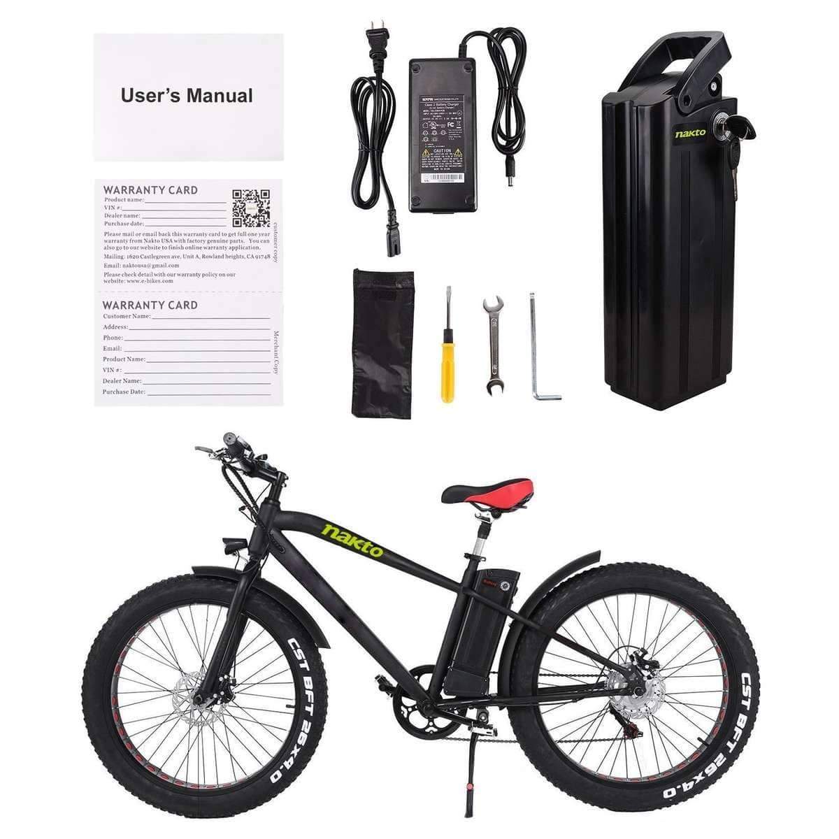 Nakto Cruiser 36V 26" Fat Tire Electric Bicycle