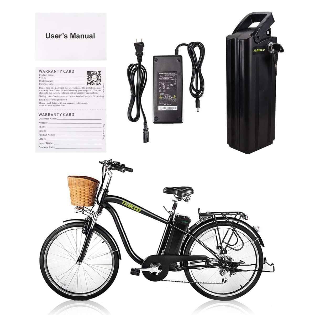 Nakto Electric Bikes Nakto Camel Men's 36V 26" Electric City Bicycle