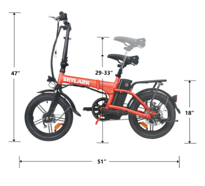 Nakto Electric Bikes Nakto Skylark 36V 250W 16" Folding Electric Bicycle