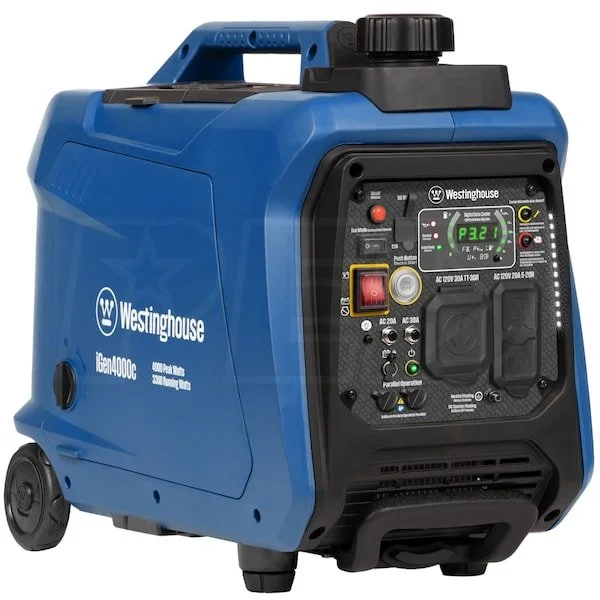 4,000-Watt Gas Powered Portable Inverter Generator with Recoil Start, LED Data Centers. 4,000-Watt Gas Powered Portable Inverter Generator with Recoil Start, LED Data Centers.