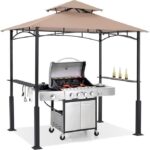 ABCCANOPY 8×5 Grill Gazebo – Outdoor BBQ Canopy Shelter with Led Light for Patio Backyard Grilling (Khaki)