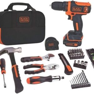 BLACK+DECKER 12V MAX Drill & Home Tool Kit, 60-Piece (BDCDD12PK)