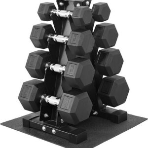 Fitvids Rubber Coated Hex Dumbbell Set with Storage Rack, 100/150/200/550 LB Hand Weight Set with Anti-Slip Grip for Home Gym