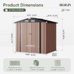 Aoxun 6.2×4 FT Shed Outdoor Storage Shed with Lockable Doors & Slooping Roof Metal Garden Tool Shed for Backyard, Patio, Poolside (Brown) - Image 5