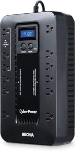 CyberPower EC850LCD Ecologic UPS Battery Backup and Surge Protector, 850VA/510W, 12 Outlets, ECO Mode, Compact, UL Certified - Image 4