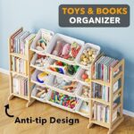 SpaceAid Toy Storage Organizer with 6 Shelves and 12 Bins, Bookshelf/Bookcase, Kids Bin Shelf, Toys Box for Playroom Organization for Bedroom & Room Decor, White, 52.3″ W - Image 3