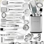 Home Hero 54-Piece Stainless Steel Kitchen Utensils Set – Heat-Resistant Nonstick Silicone & Stainless Steel Cooking Utensils – Complete Tools with Slotted Spoon & Pasta Spoon – Pack of 54, Silver