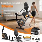 Recumbent Exercise Bike for Home Use, Quiet Recumbent Stationary Bikes for Adults & Seniors, 16-Level Resistance, Adjustable Seat, Supports 400LB, Pulse Sensors & LCD Display - Image 2