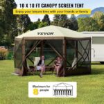 VEVOR Pop Up Gazebo Screen Tent, Pop-Up Instant Gazebo Tents with Mosquito Netting Outdoor Canopy, 6 Sided Sun Shelter 10x10ft with 6 Removable Wind Cloths & 2 Mesh Windows, Pavilion Tent for Patio - Image 4