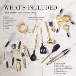 Black and Gold Kitchen Utensils Set – 23-Piece Luxury Kitchen Accessories Includes Gold Measuring Cups, Spoons, Silicone Cooking Utensils and Tools for Baking, Cooking, and Stylish Kitchen Decor - Image 2