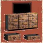Romorgniz 55″ Dresser for Bedroom with 12 Fabric Drawers, Entertainment Center for 60 inch TV Dressers & Chests of Drawers Large Organizer, Living Room, Metal Frame, Wood Top, Rustic Brown - Image 3