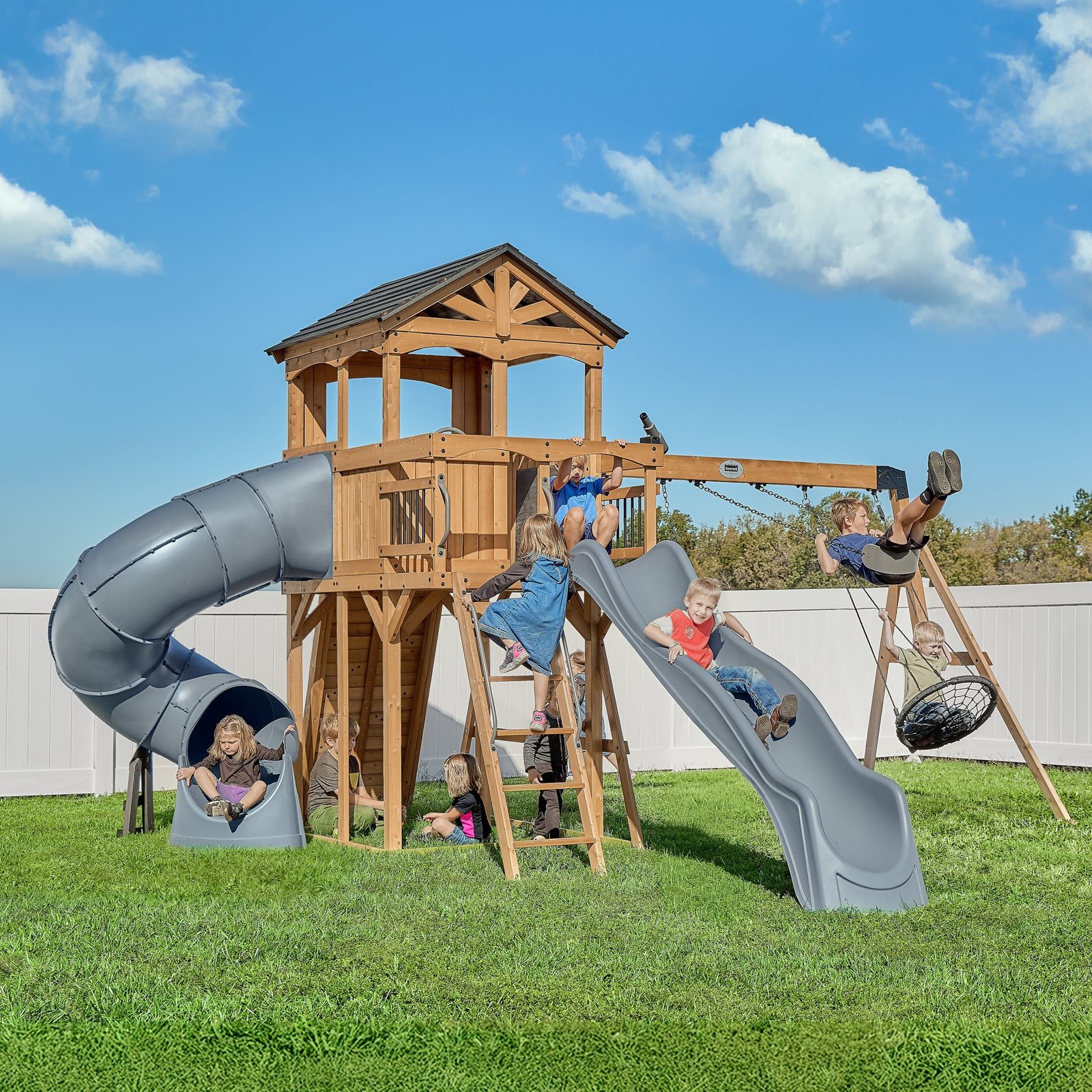 Dover Bay Swing Set with Tube Slide Dover Bay Swing Set with Tube Slide