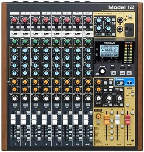 Tascam Model 12 All-in-One 12-track Digital Multitrack Mixings and Recording Studio, Mixer, USB Audio Interface and DAW Controllers Tascam Model 12 All-in-One 12-track Digital Multitrack Mixings and Recording Studio, Mixer, USB Audio Interface and DAW Controllers