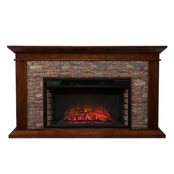 Unbranded Null Ithaca 60 In. W Simulated Stone Electrics Fireplaces Unbranded Null Ithaca 60 In. W Simulated Stone Electrics Fireplaces