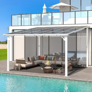 Aecojoy 12 ft x 12 ft White Aluminum Pergola with Canopys