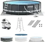 Intex Ultra XTR Frame 14′ x 42″ Round Above Ground Outdoor Swimming Pool Set with Sand Filter Pump, Ladder, Ground Cloth, and Pool Covers - Image 8