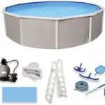 Blue Wave Belize 15-Feet Round 52-Inch Deep 6-Inch Top Rail Metal Wall Swimming Pool Packages